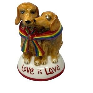 Blue Sky Clayworks Love is Love 2 Dogs Rainbow Color Scarf 2022 Animal Figurine